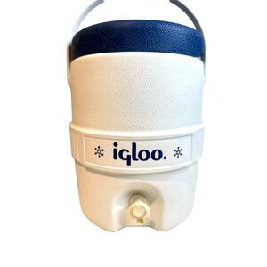 Igloo Water Cooler Handle Spout White Blue Durable Plastic Vtg 2 Gallon Storage